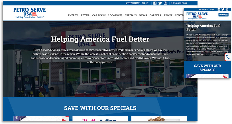 Petro Serve USA website design | Ecliptic Technologies, Inc.